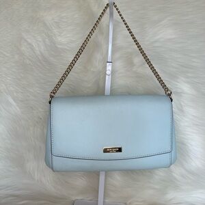 kate spade Light Blue Saffiano Leather Chain Shoulder Bag